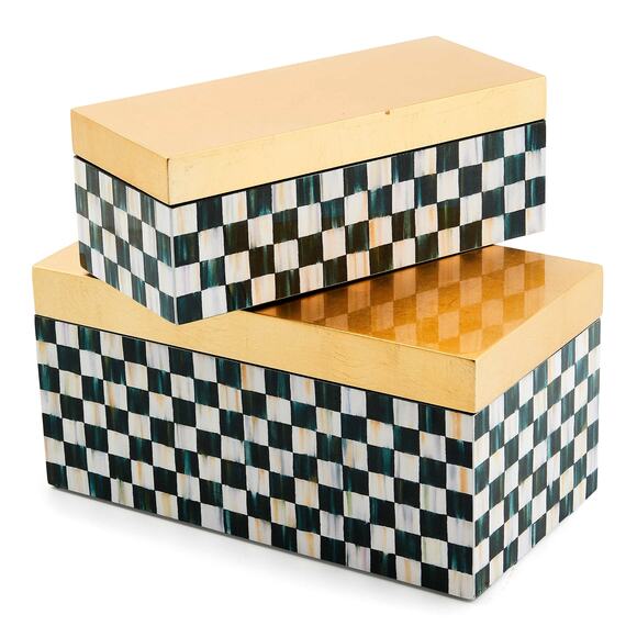 Brand New Mackenzie-Childs Courtly Check Small Lacquer Decorative Box - Picture 4 of 4